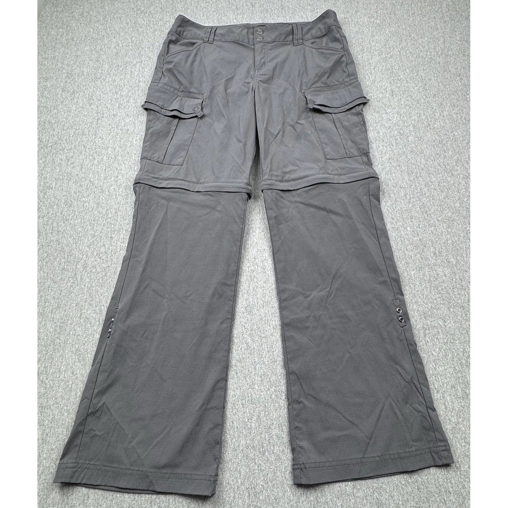 prAna Pants‎ Sage Convertible Women's Sz 8 Gray Cargo Hiking W4SASH115 Roll Up